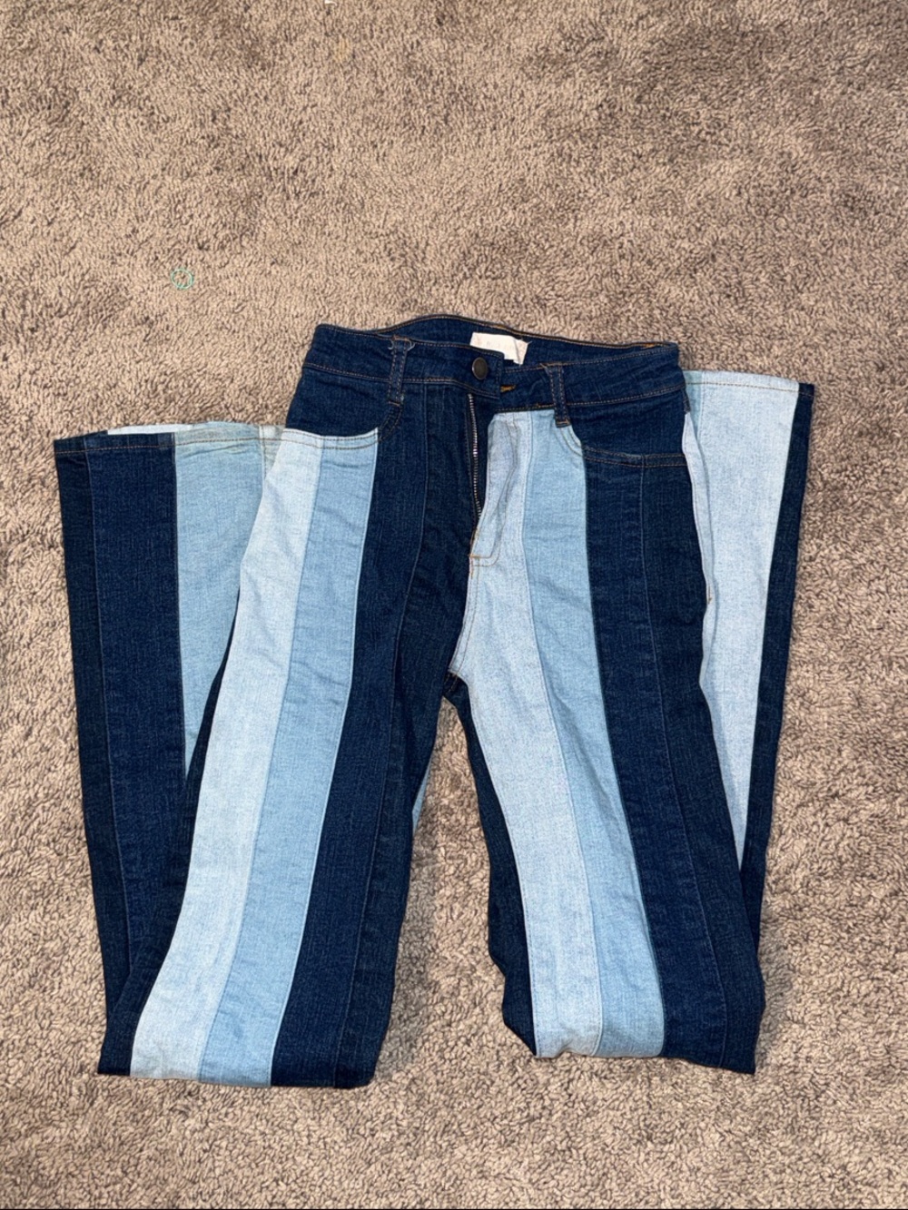 Women’s Three-Tone Stripe High-Waist Jeans - Blue